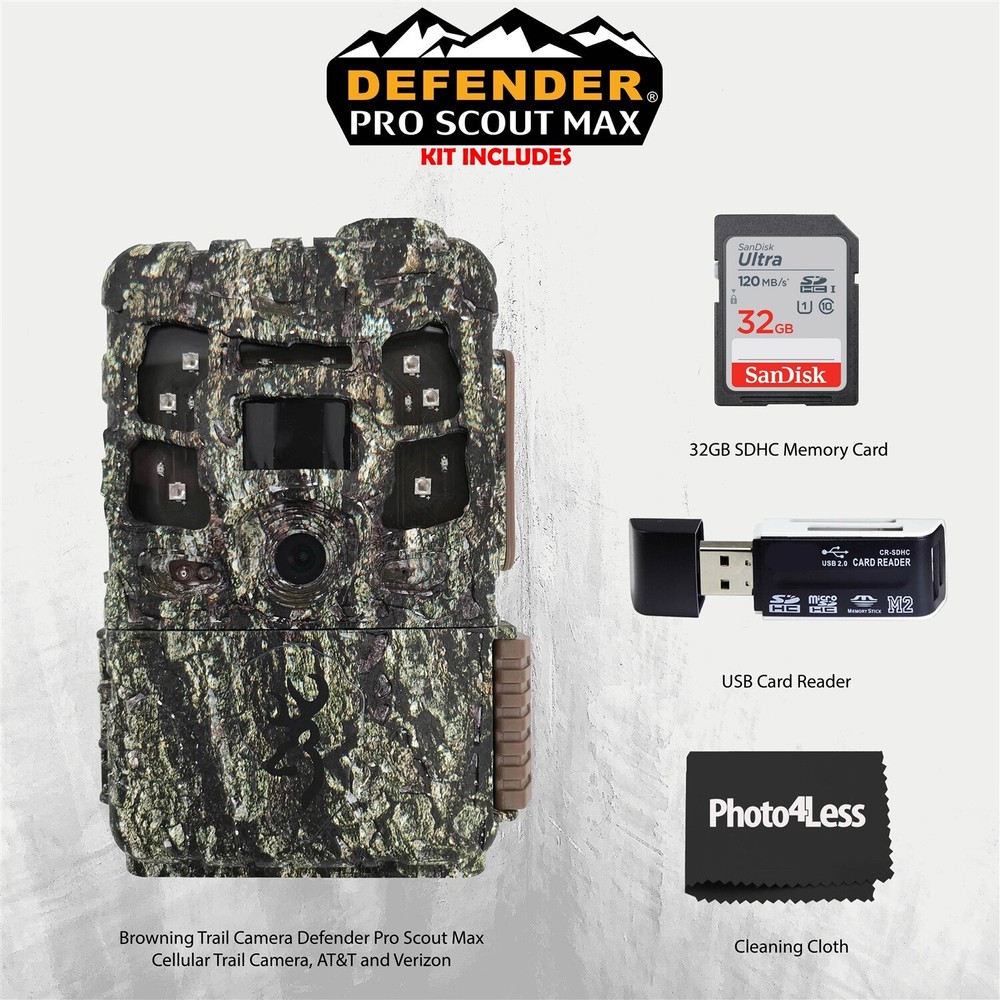 Browning Trail Camera Defender Pro Scout Max Cellular Trail Camera Bundle