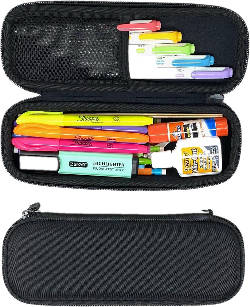 Arber Large Capacity Pencil Pen Case - Simple Zipper Organizer Box - Hard Sided