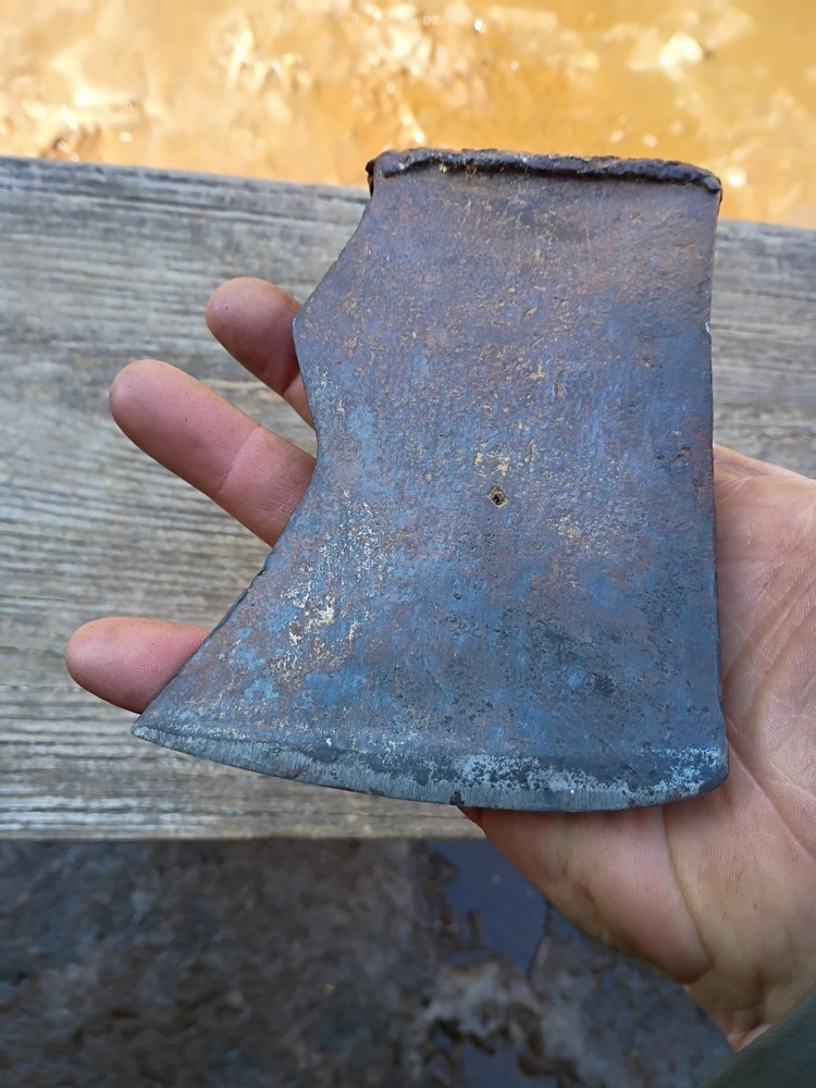 Early Primitive Lugged Axe Head 2 lbs 14 oz