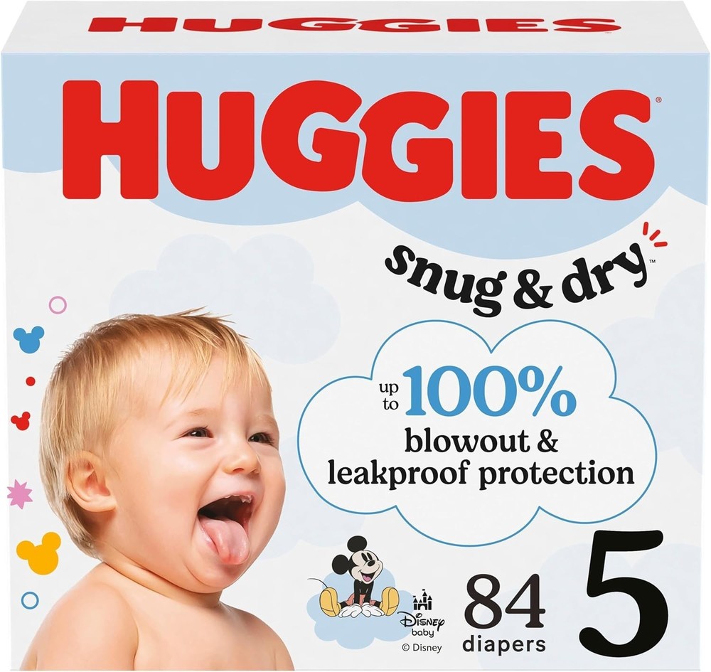 Size 5 Huggies Snug & Dry Diapers - 84 Count with Wetness Indicator & Softness