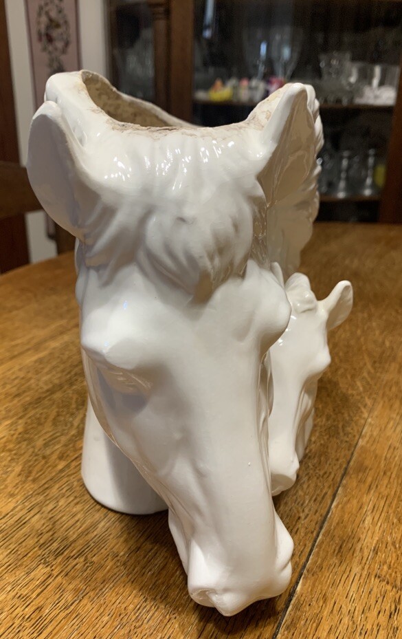 Horse Bust Planter Ceramic Bisque Mare And Foal