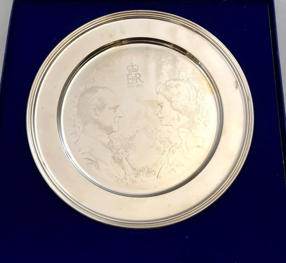 Solid Silver Queen Elizabeth II Silver Wedding Plate Ltd Edt PIETRO ANNIGONI 384