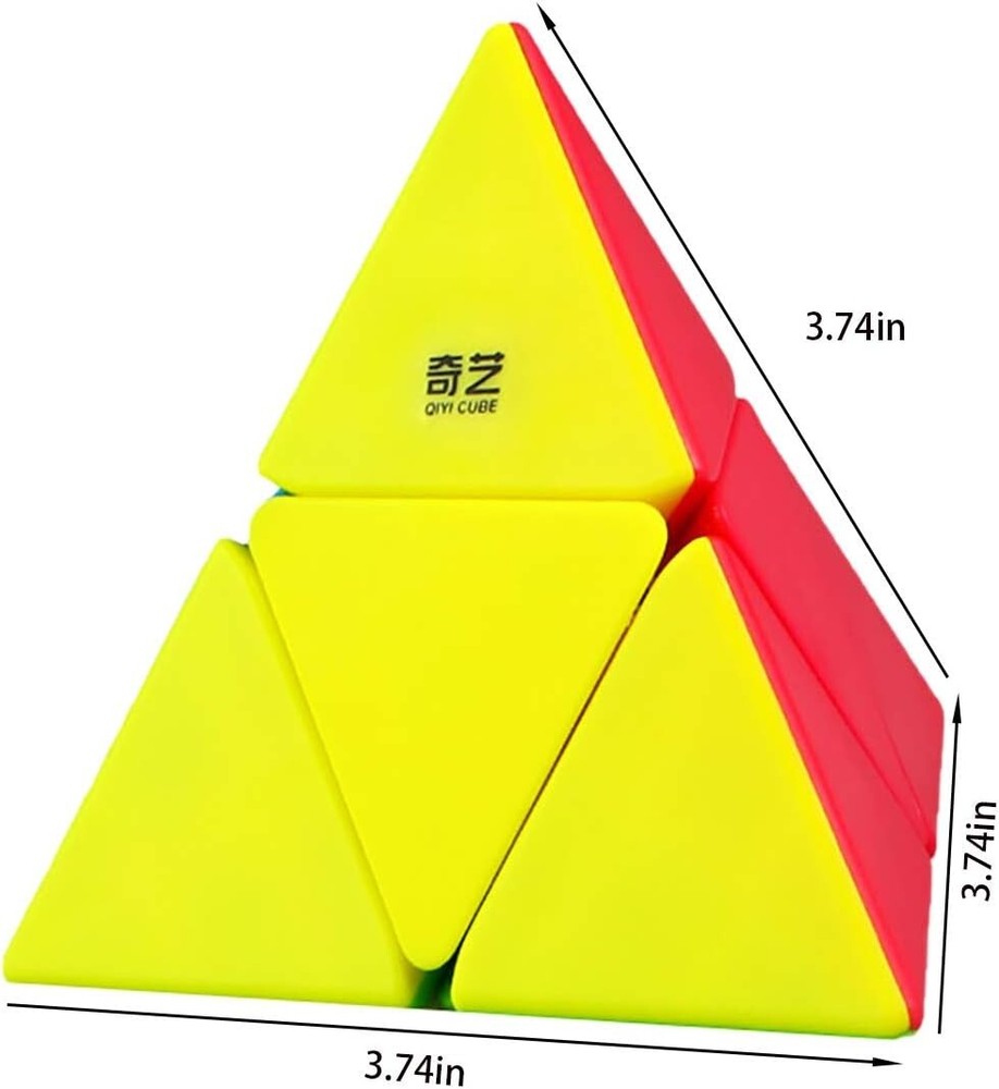 4 Pack Speed Cube Set, Speed Cube 2x2 3x3 4x4 Pyramid Magic Cubes Brain Teaser