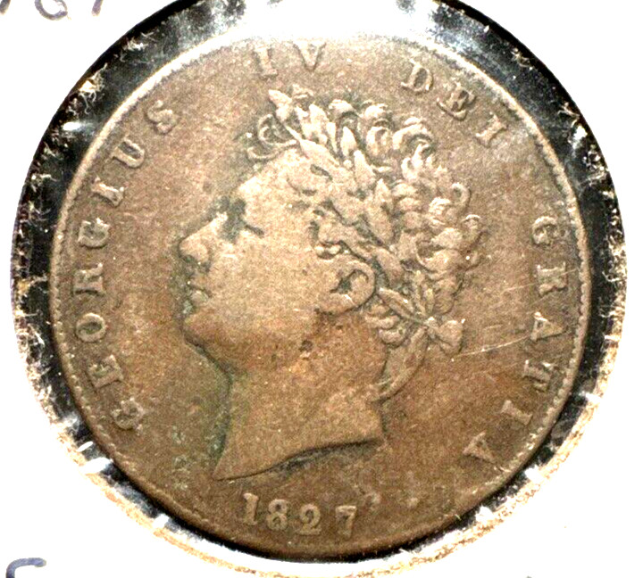 Great Britain 1827 half penny KM 692 VF