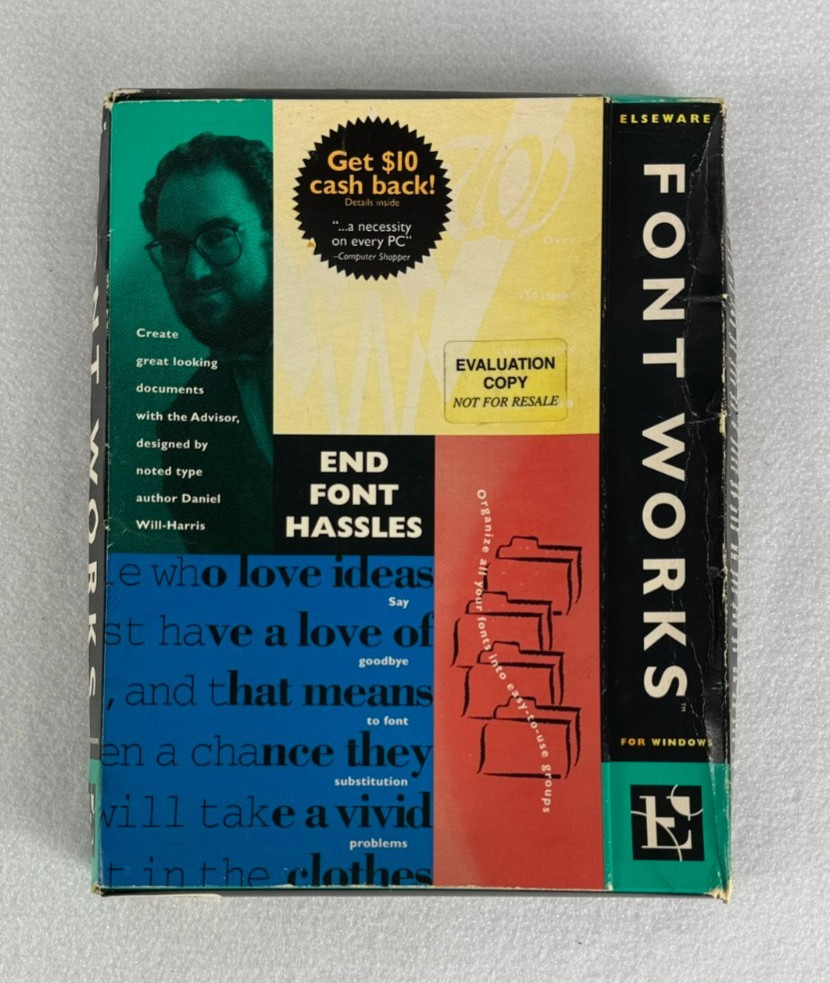 Font Works for Windows PC CD-ROM ElseWare 1995 Evaluation Boxed Software VTG