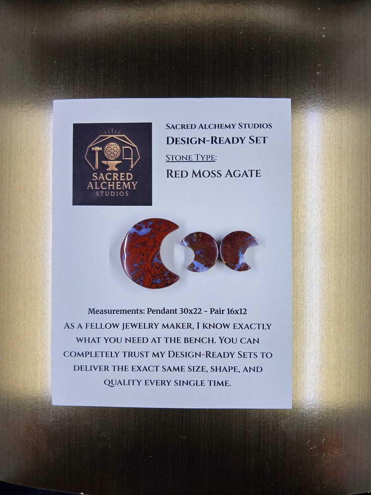 Crescent Moon - Red Moss Agate - Design-Ready Sets
