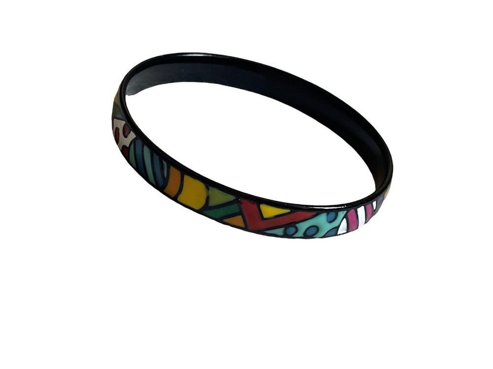 enamel on brass modern art bangle bracelet pop art Design