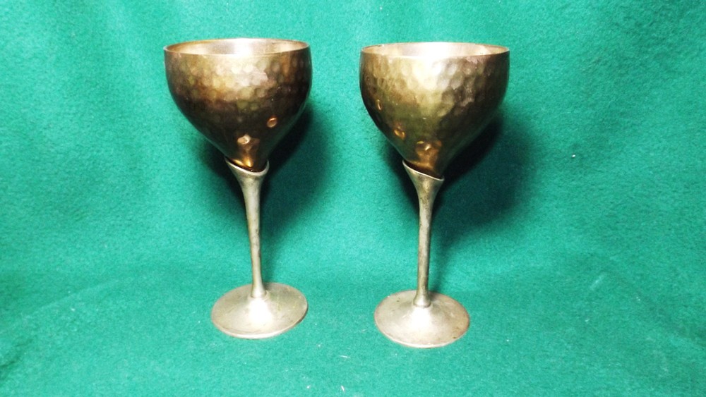 Two Brass and Silver Plated Goblets