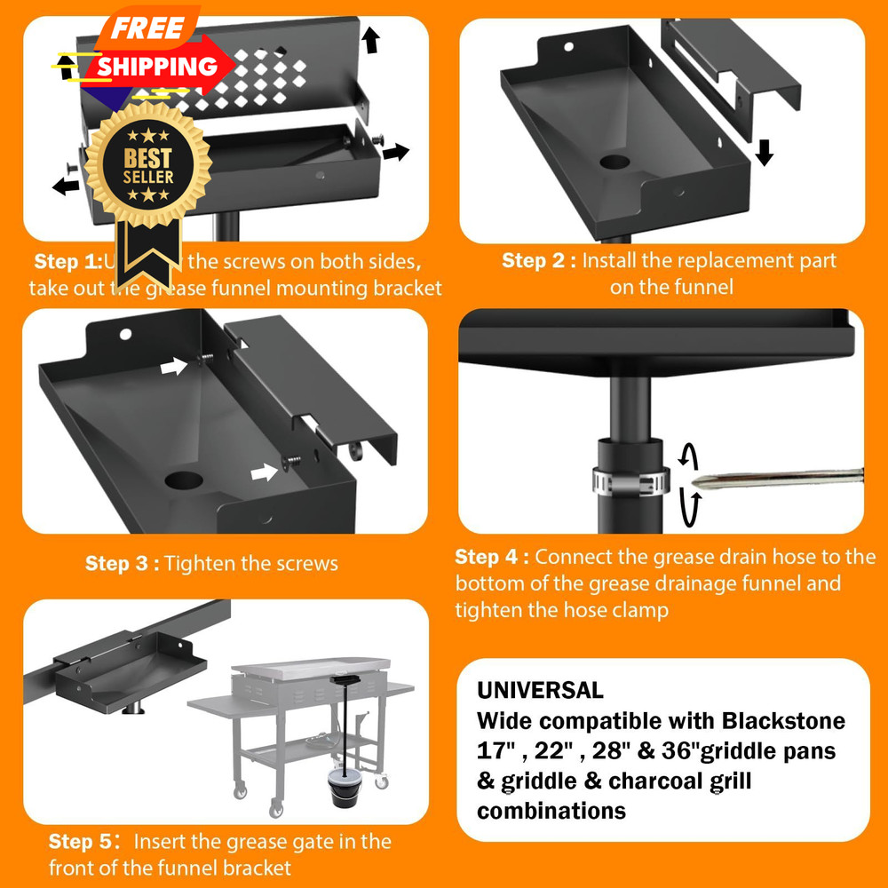 Rear Grease Drainage System for Blackstone Catcher Black