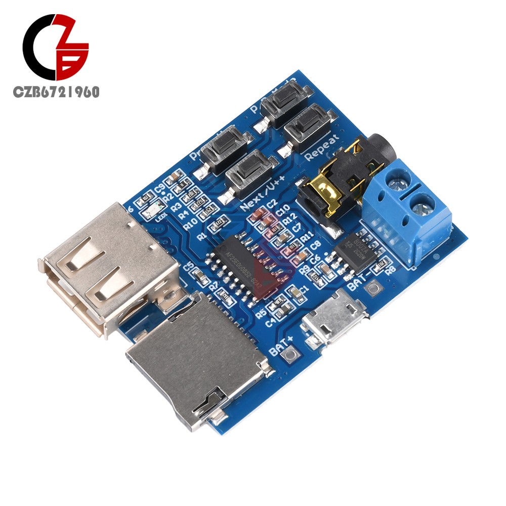 2PCS 3W MP3 Decoder Board Micro USB TF Card Audio Player Mono Amplifier Decoding