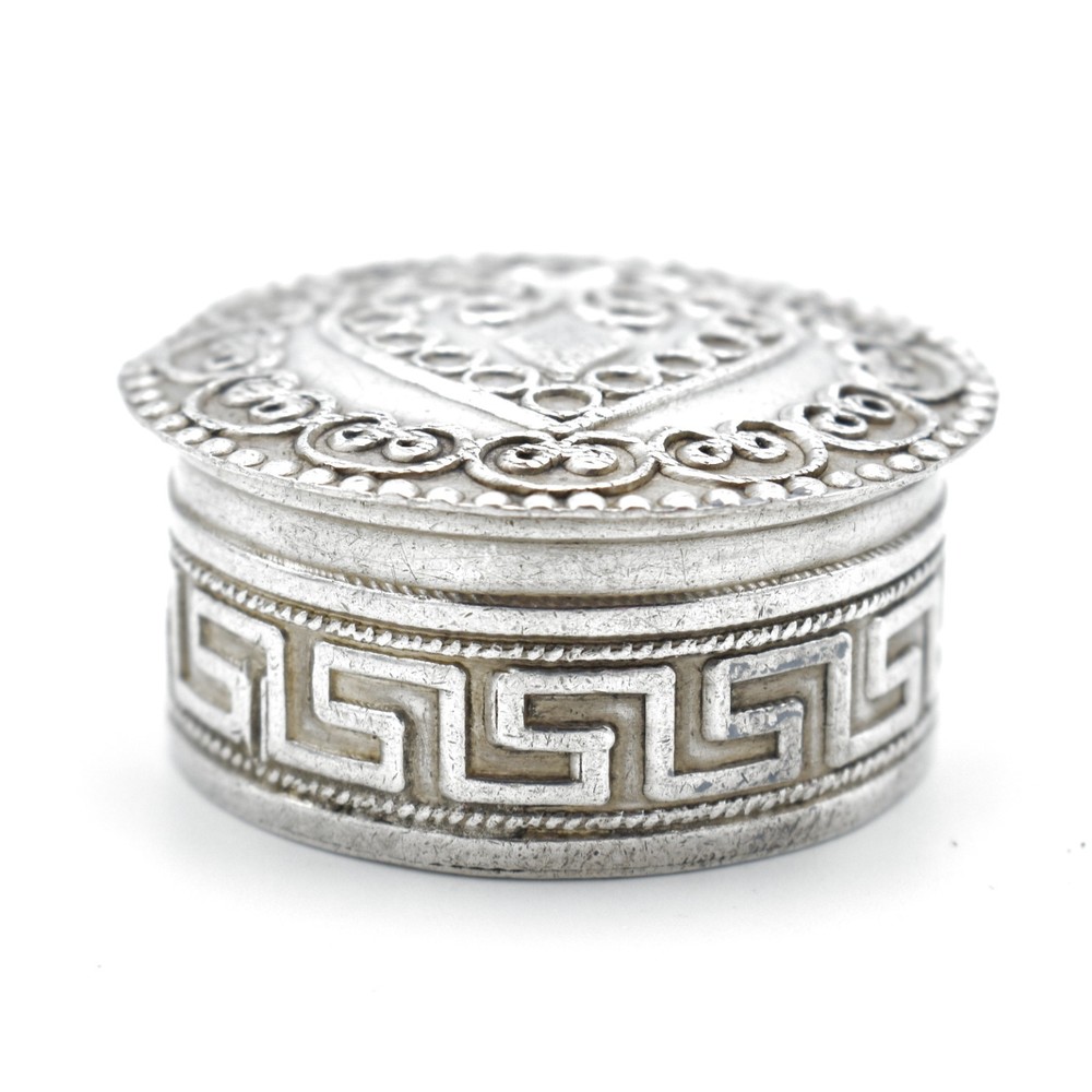 Vintage Scandinavian Solid Silver Heart Pill Box 935