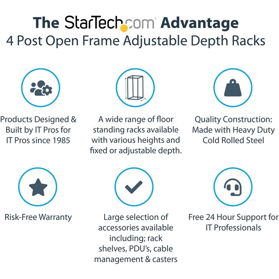 Startech IT 4POSTRACK25U 25U Open Frame Server Rack 40in Deep