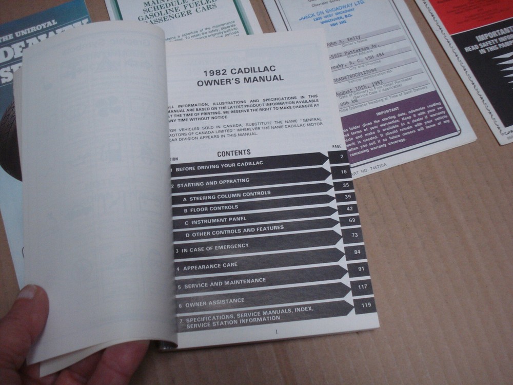 1982 Cadillac Owner's Manual Kit