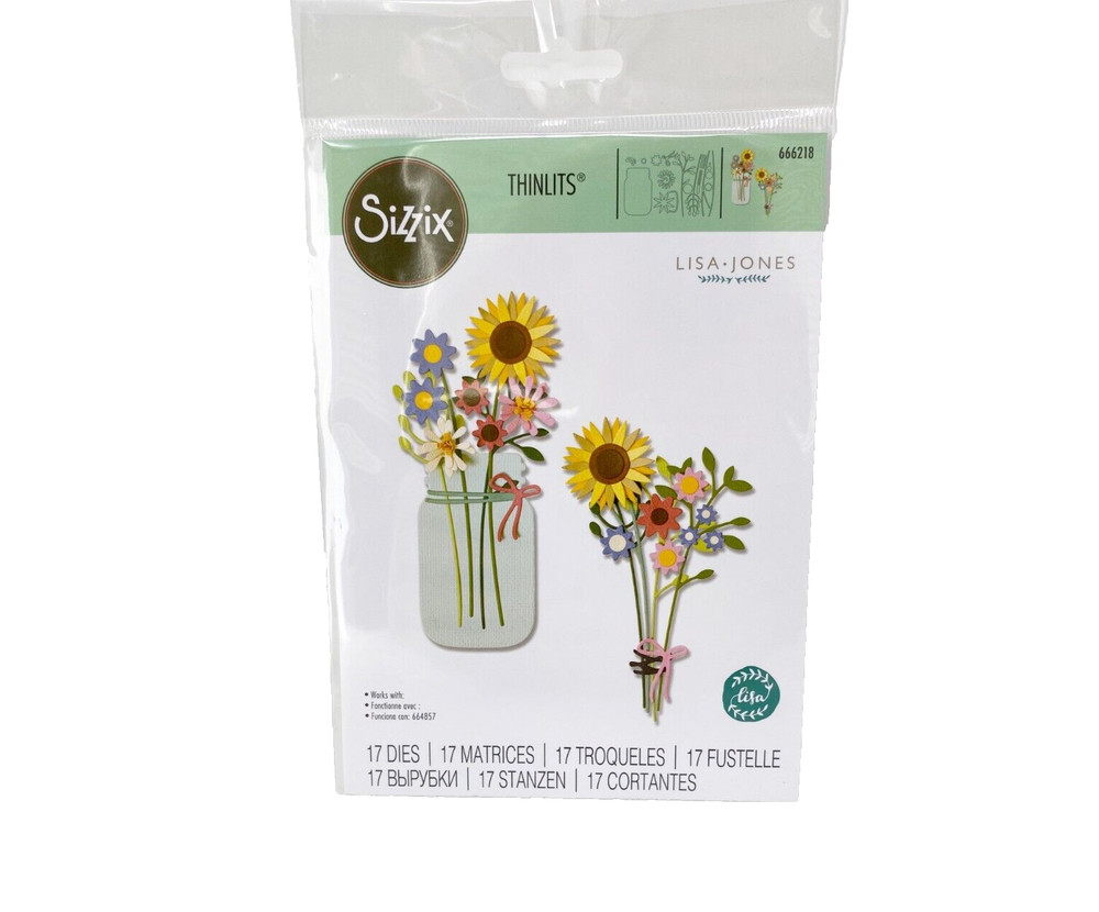 Sizzix Thinlits Summer Bouquet Lisa Jones Flowers In Jar Dies 662618