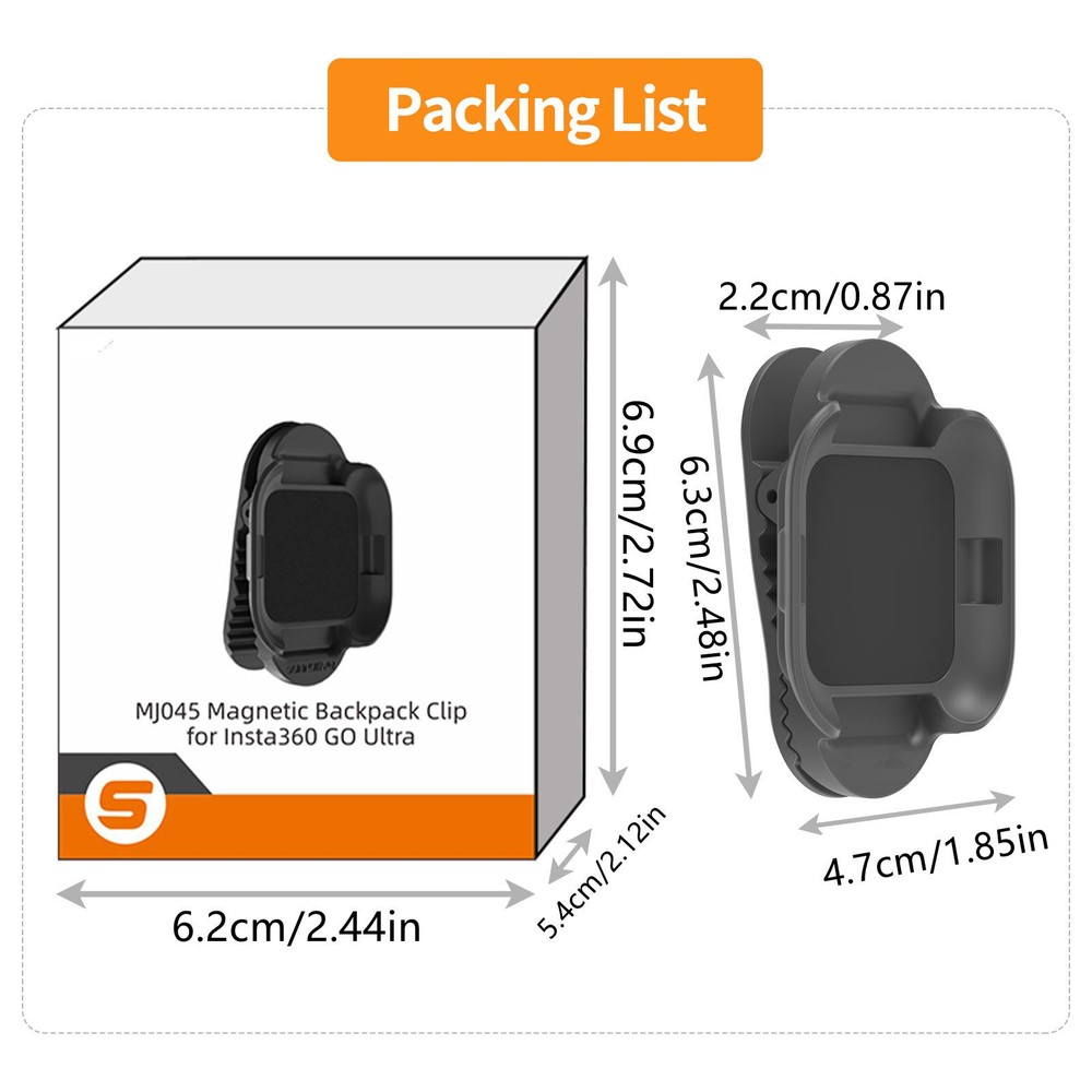 For Insta360 GO Ultra Camera Magnetic Backpack Clip Vertical-Horizontal 1PCS