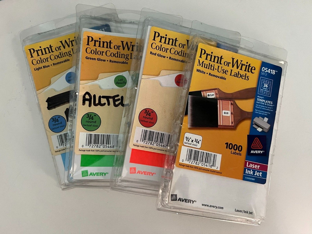 Avery Print or Write Labels Color Coding & Multi Use. Multi Color & White (D35A1