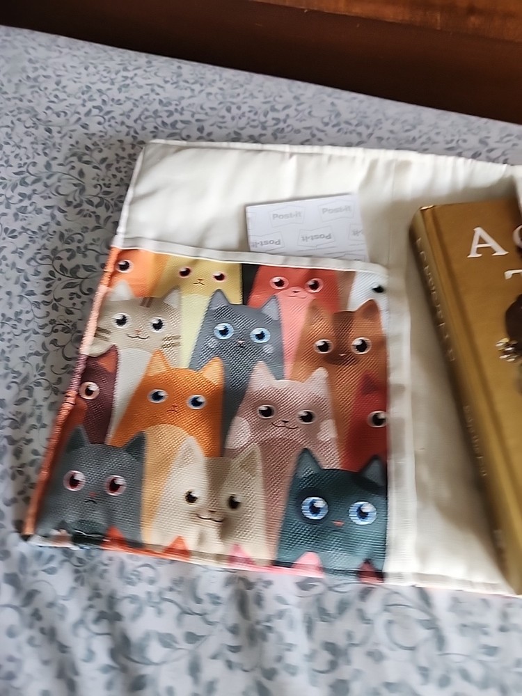 Journal/Book Sleeve-Cat Pattern w/more Pockets! Writer/Reader Gift