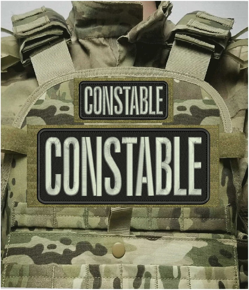 CONSTABLE embroidery patch 10x4 and 5x2 hook on back BLK/Silver