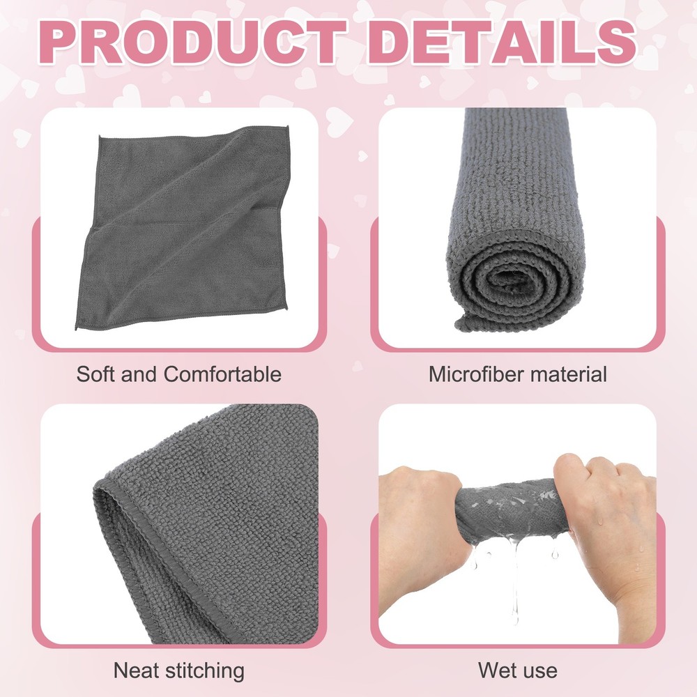 5 pcs microfiber cleaning cloth, grey (square), 30x30 cm