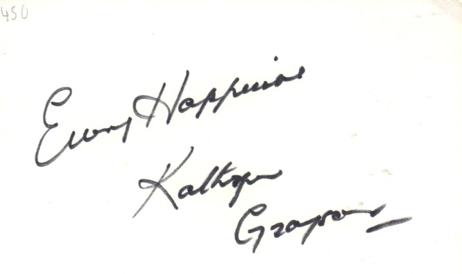 G-KATHRYN GRAYSON utographed index card with COA