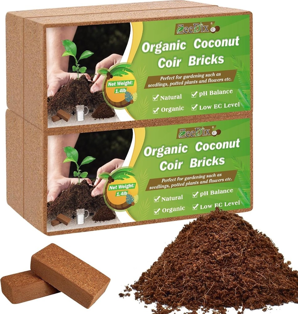 Compact 4 Pcs Coco Coir Bricks - Ideal for Small Space Gardening & Seed Starters