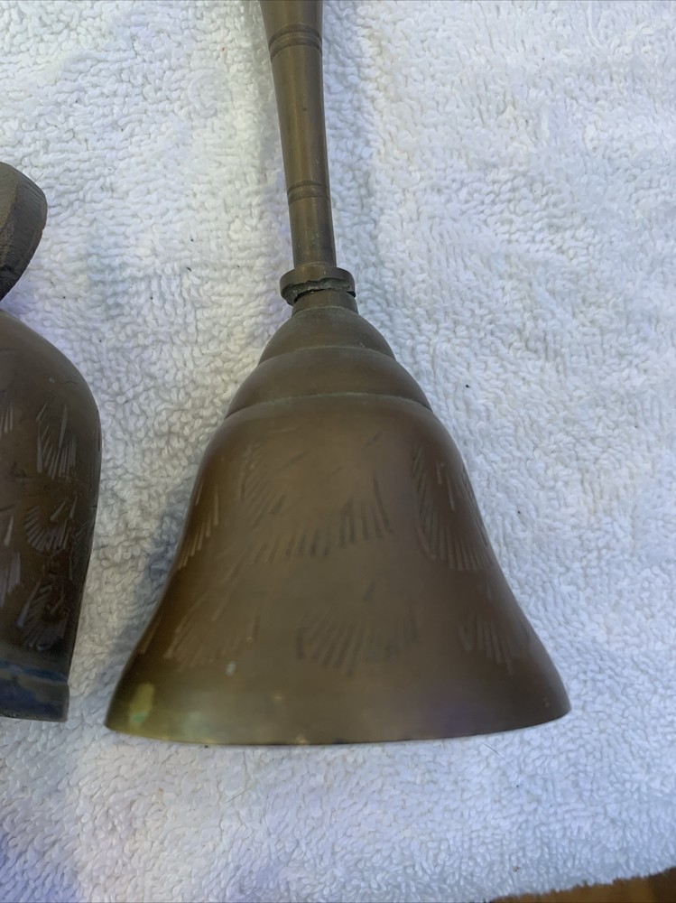 Vintage Solid Brass Hand Bells - Both Handle & Bell made of Brass
