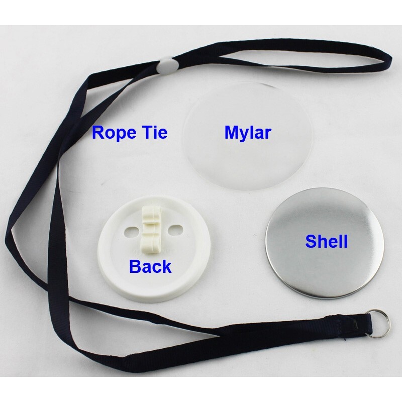 100 pcs/Pack 2-1/4" 58mm Rope Tie Button for Badge Machine