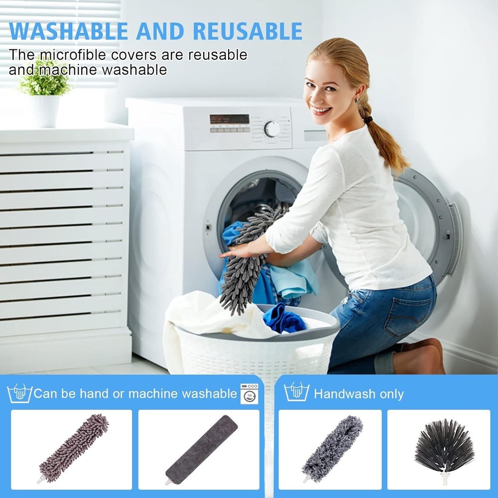 Complete Microfiber Duster Kit with Extendable Pole - Ideal for Home Cleaning