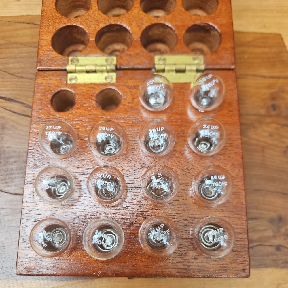 Vintage Mahogany Cased Hydrostatic Philosophical Specific Gravity Bubbles Balls