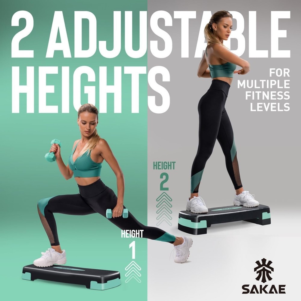 Adjustable Height Aerobic Stepper Set, Multiple Bundle Options with Dumbbells...