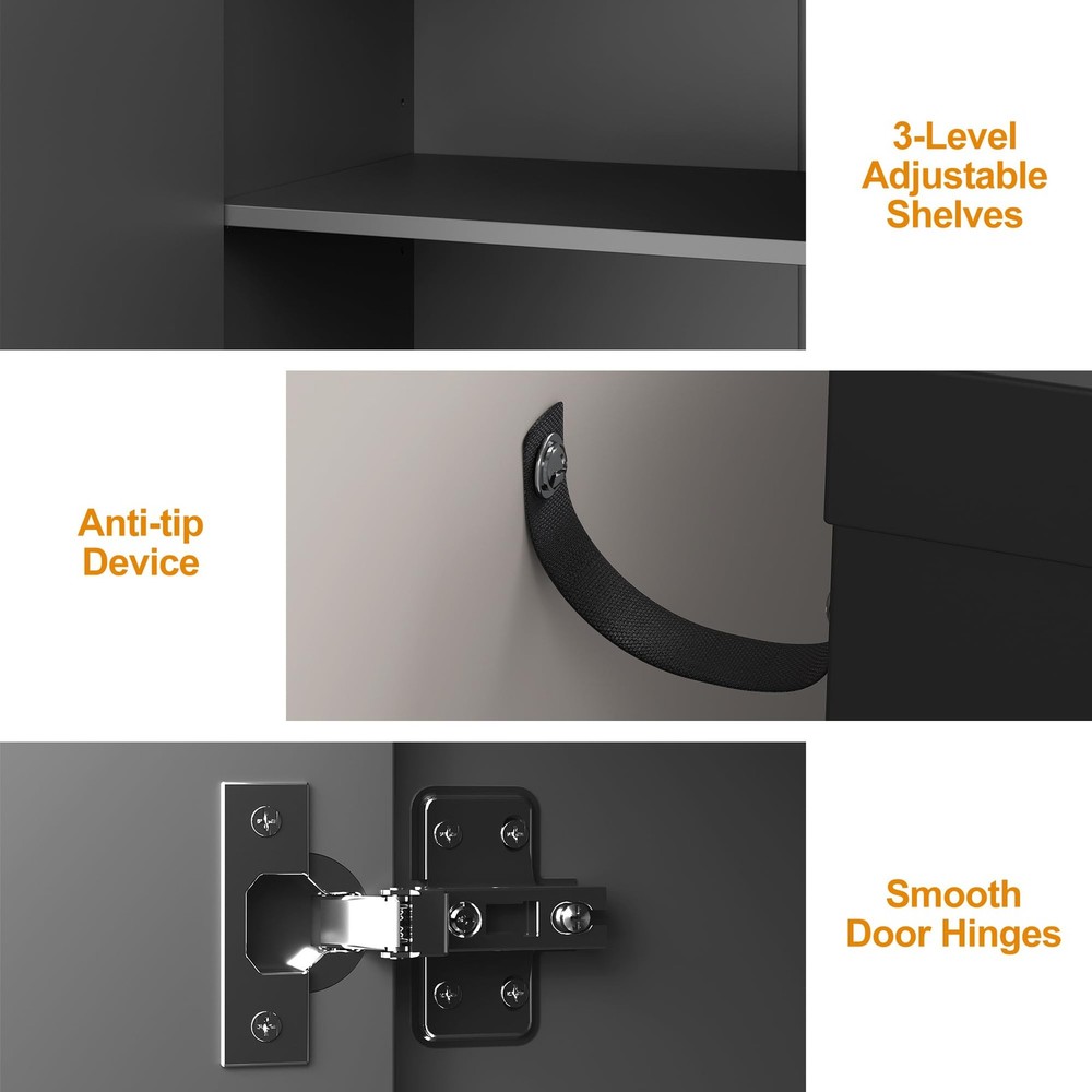 Sideboard Buffet Cabinet, 56" Modern Credenza with 4 Doors and Adjustable She...
