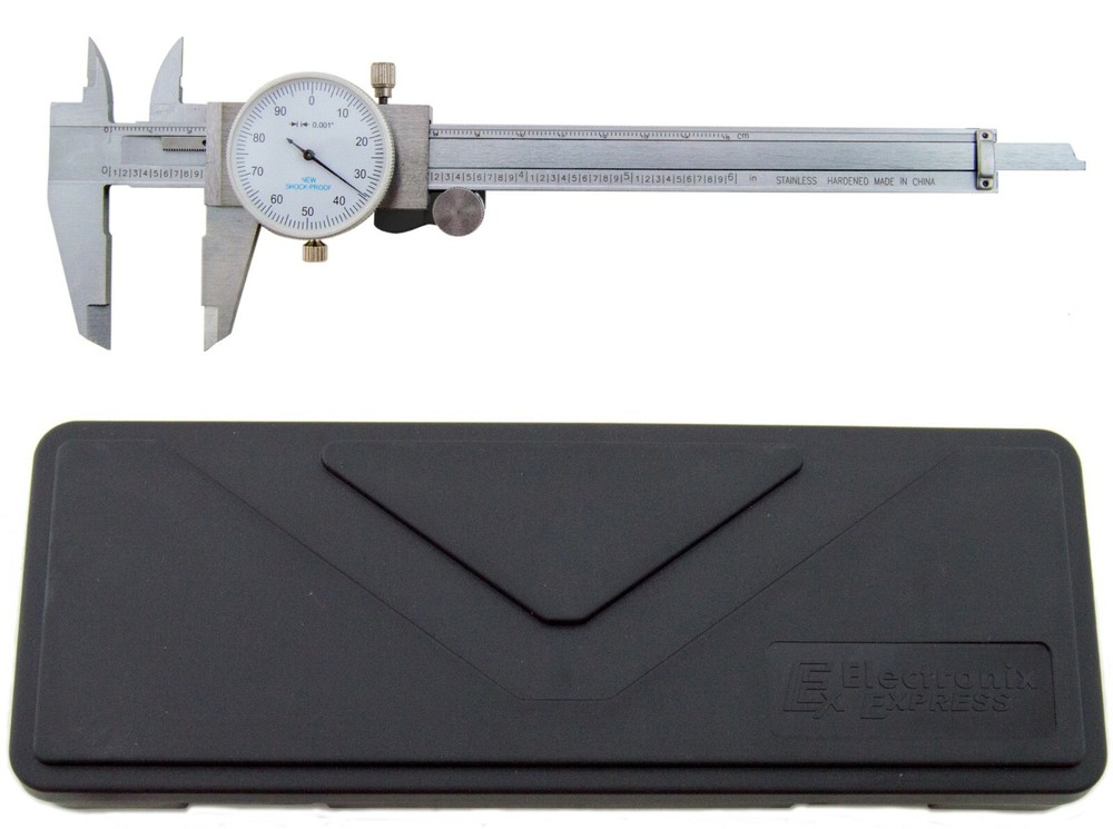 6" Utility Dial Caliper, 0.001" Resolution with Slide Lock, Includes Case