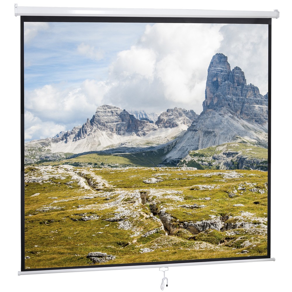 120'' Diagonal Dimension Pull Down Projection Screen Matte HD Movie Theater 1:1