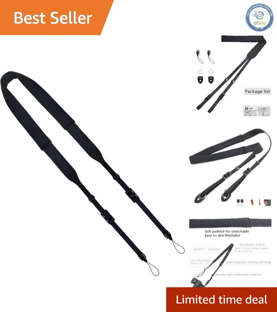 Versatile Neoprene Camera Neck Strap - Washable & Soft with Snap Fasteners