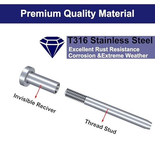 Pack Invisible Cable Railing kit, 1/8" Cable Railing Hardware 30 Silver