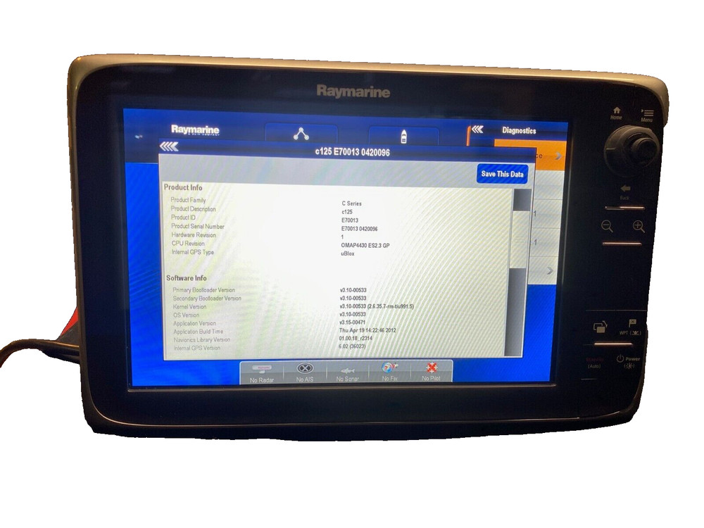 Raymarine E70013 C125 Chart Plotter Multi-Function Display