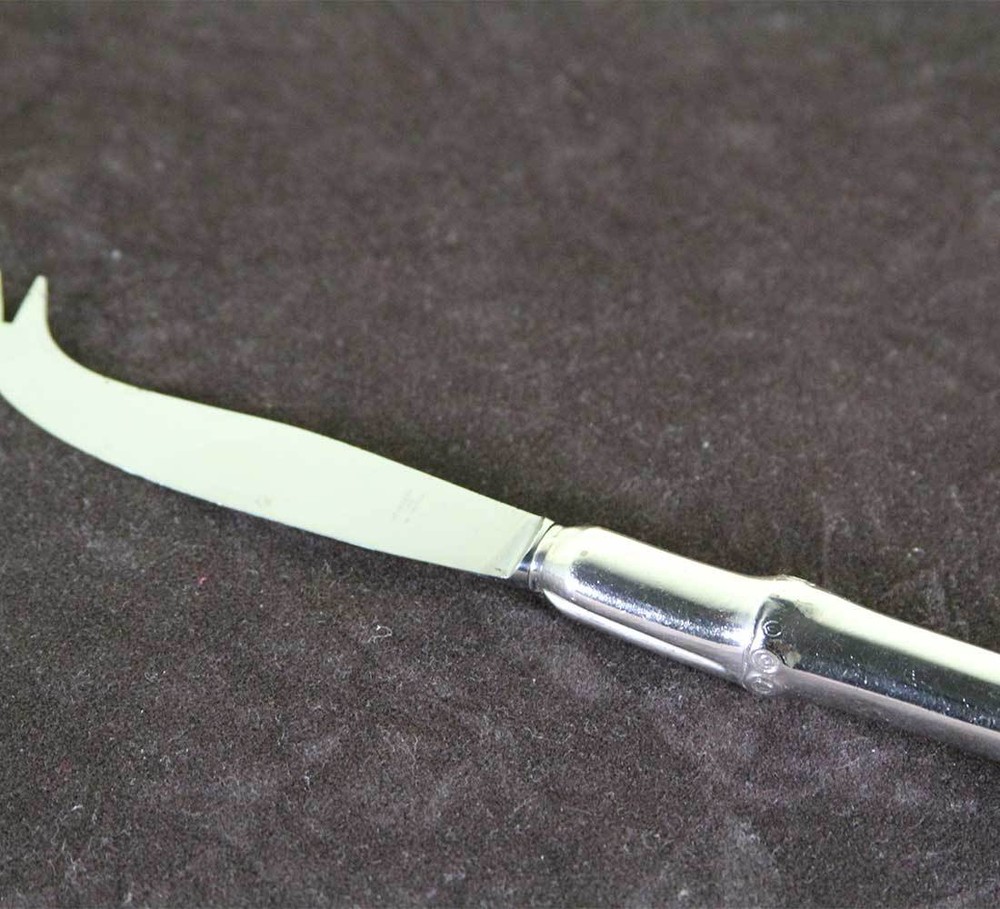 Vintage Silver Cheese Knife, Bamboo