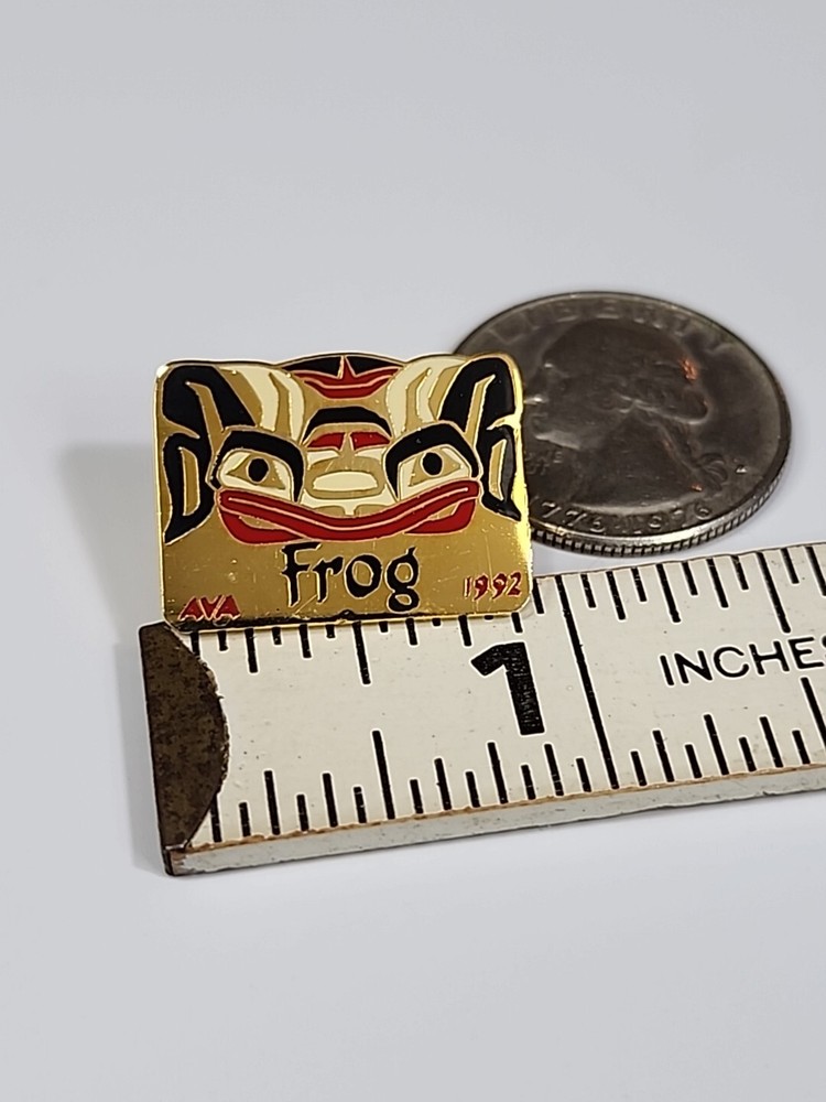 Indigenous Frog Art Lapel Pin Black & Red