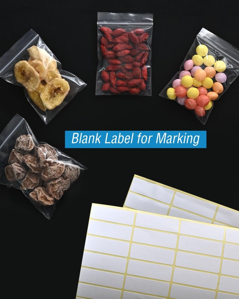 500 PCS Small Plastic Bags, Mini Resealable 4 Different Small, Clear