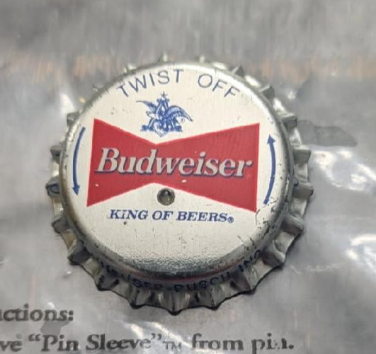 Budweiser Beer/Bottle Cap Light up Pin/Broach-needs Battery, Untested