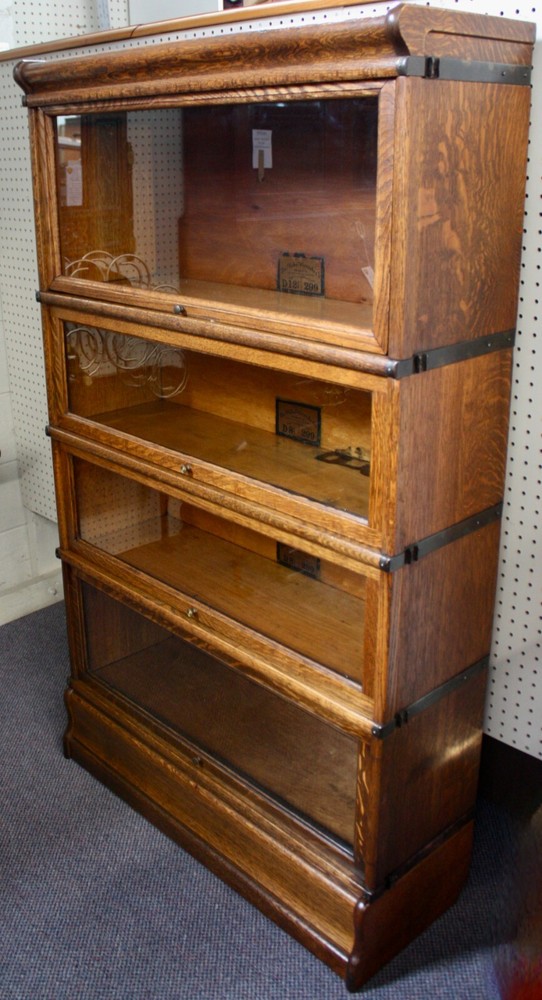 Antique Oak Globe-Wernicke 4-Stack Barrister Bookcase 58"H