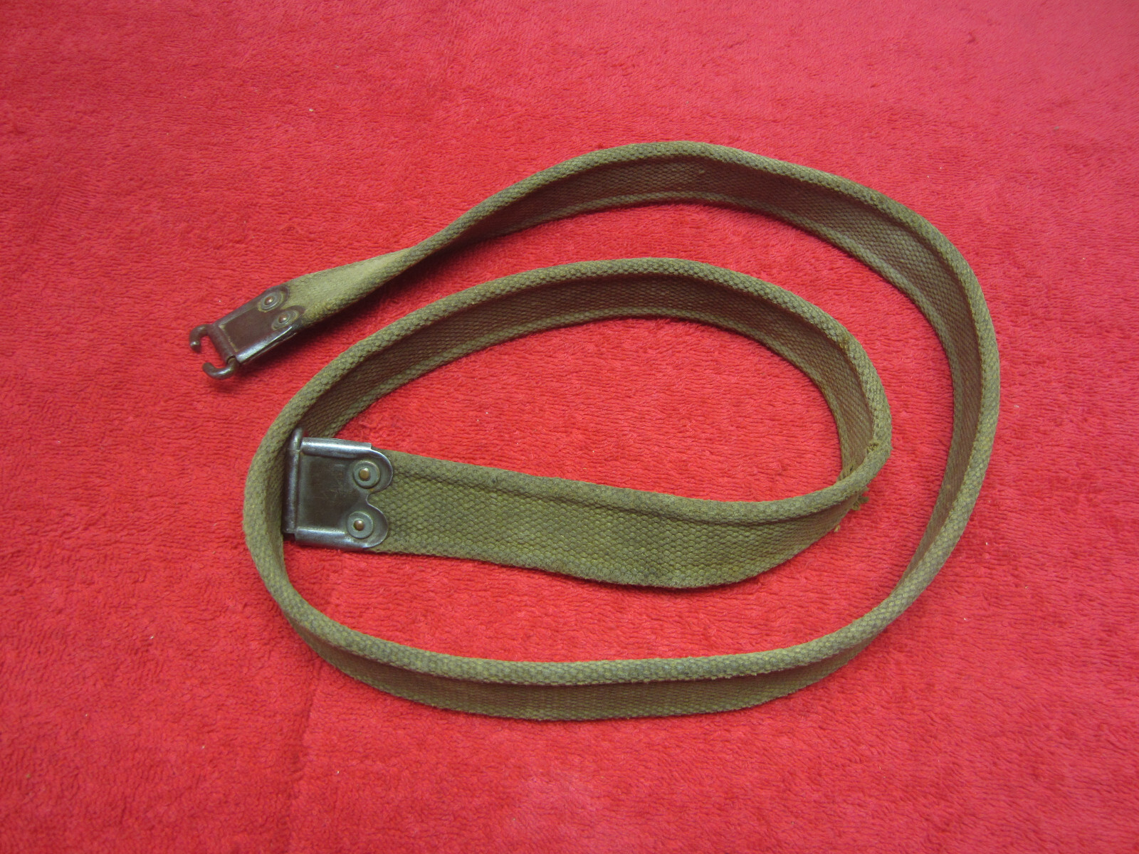 British Original WWII Web Enfield Rifle Sling W/Brass Hooks
