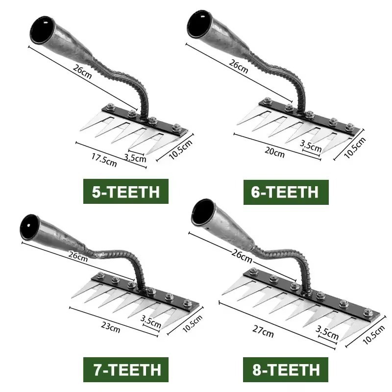 6 Teeth Iron Gardening Hoe & Rake Tool