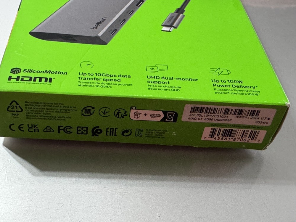Belkin - Connect Universal USB-C 8-in-1 Dual Display Core Hub