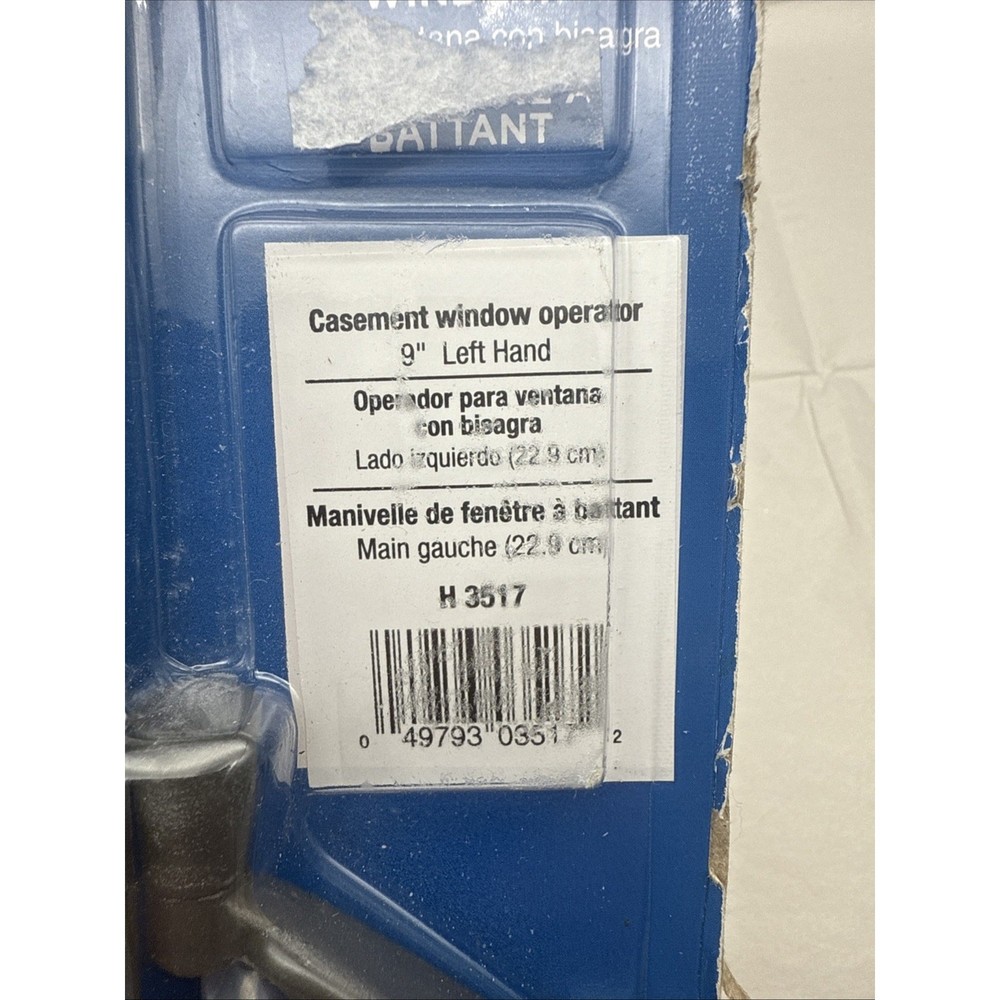 H3517 PLPCI Window Casement Operator 9" Left Hand Square Type *READ description