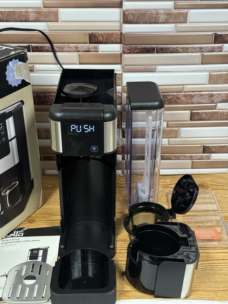 bella PRO Programmable Coffee Maker - STAINLESS STEEL/BLACK - TESTED - READ