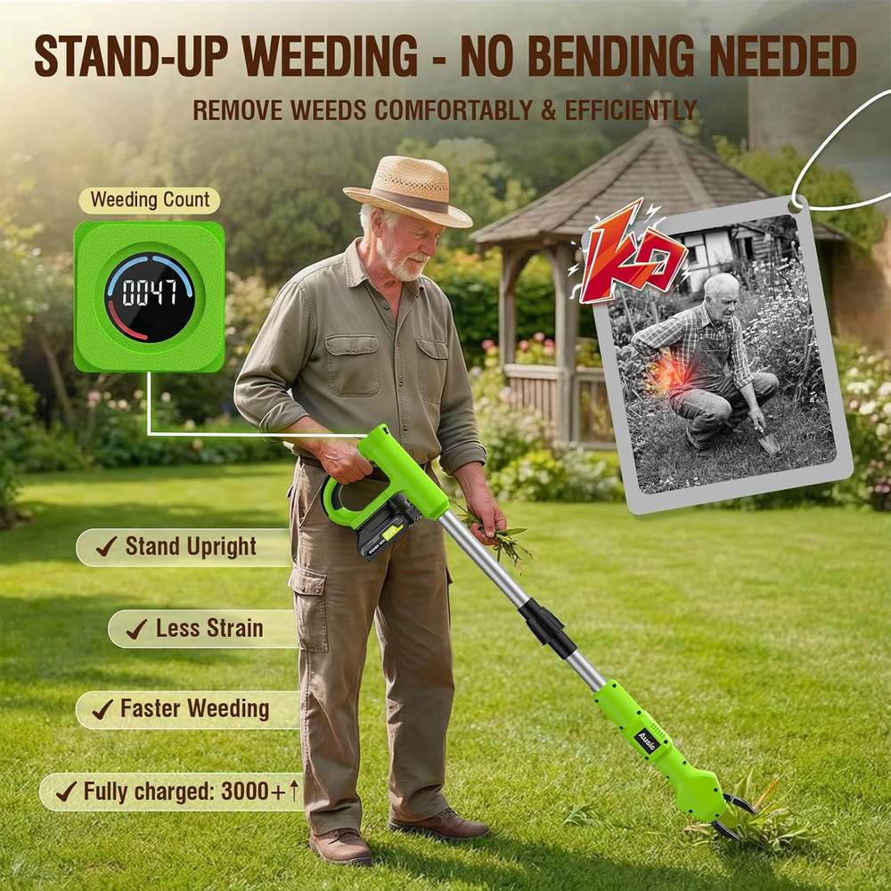 Electric Weed Puller Tool, No Bending Weed Remove Tool, Stand up Weed Puller Too