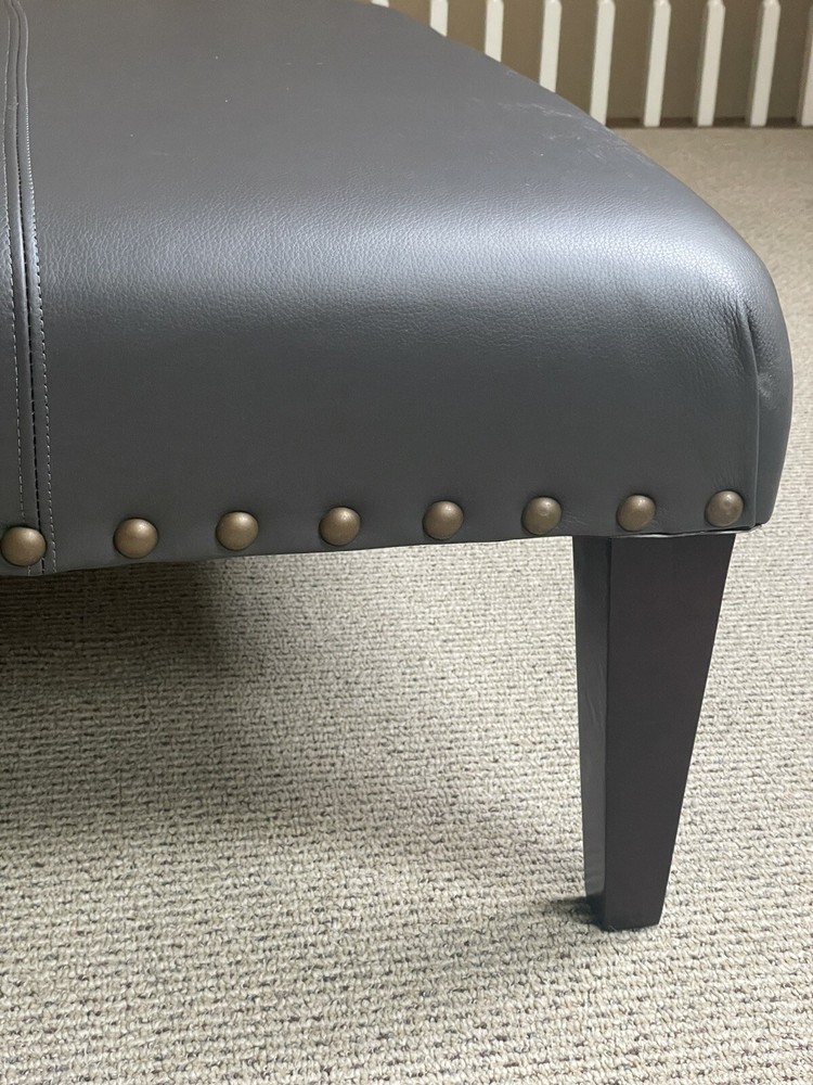 Leather Bench/Coffee Table Blue-Gray Statement Piece