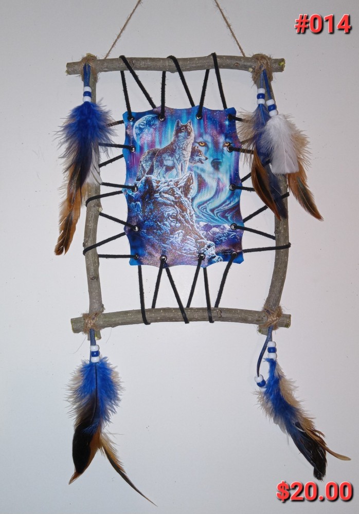 wolf wall hanging with wood frame
