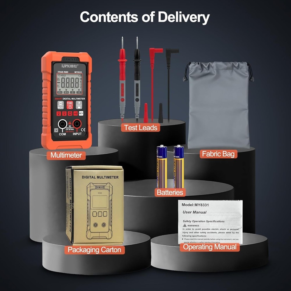 Compact 4000 Counts Digital Multimeter with Auto-Range & Bright LED Backlight